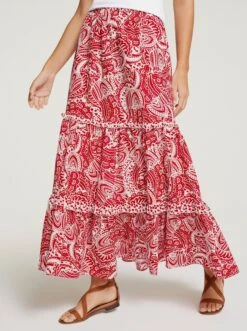 Heine Druck-Rock In Rot-weiß