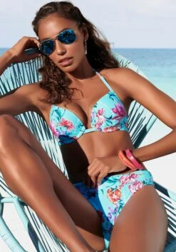 Sunseeker Push-Up-Bikini-Top In Hellblau-bedruckt