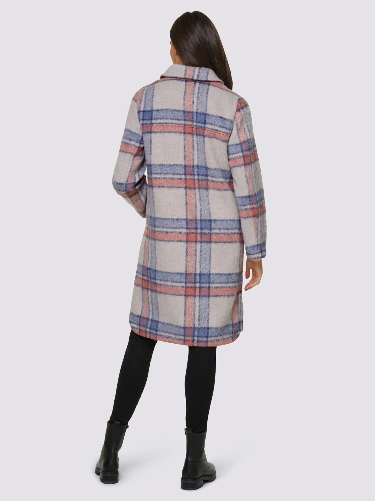 Heine Mantel In Hellgrau-taubenblau-kariert – Bild 3