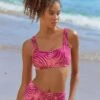 LASCANA ACTIVE Bustier-Bikini-Top In Bordeaux-bedruckt