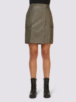 Heine Lederimitat-Rock In Khaki