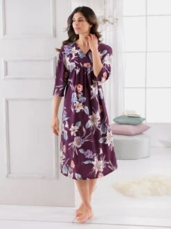 Arabella Kaftan In Aubergine-gemustert