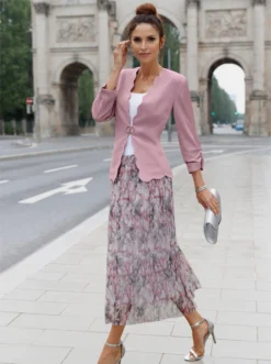 Webrock In Steingrau-mauve-bedruckt