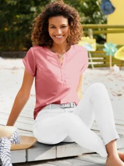 Kurzarmbluse In Flamingo