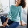 Rundhalspullover In Aqua