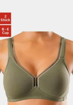 Petite Fleur T-Shirt-BH In Khaki+weiß