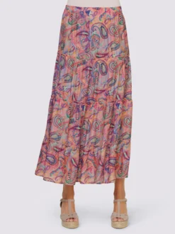 Heine Druck-Rock In Flamingo-pink-bedruckt