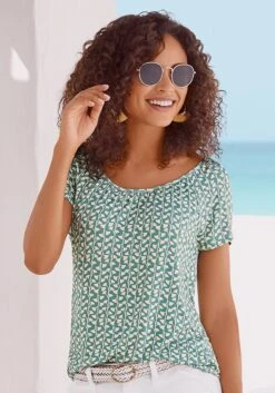 Vivance T-Shirt In Mint, Creme