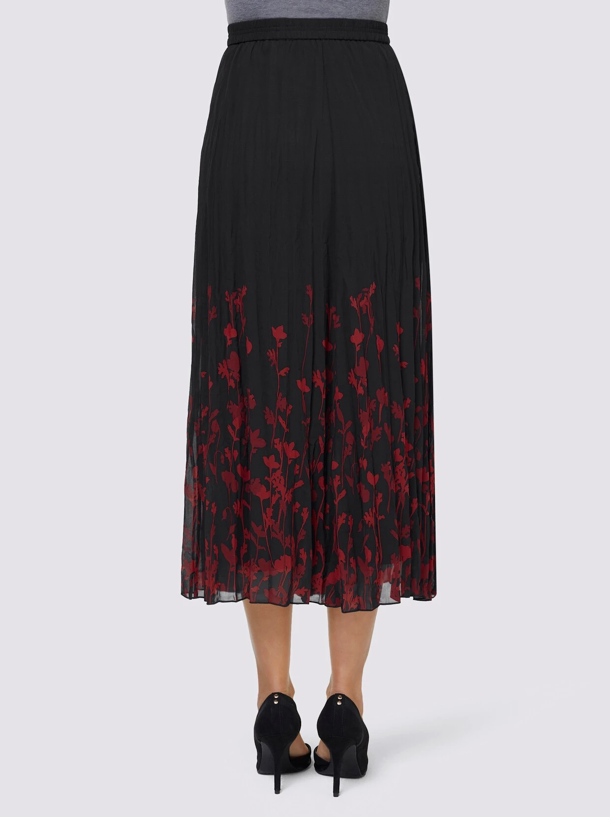 Plisseerock In Schwarz-kirsche-bedruckt – Bild 3
