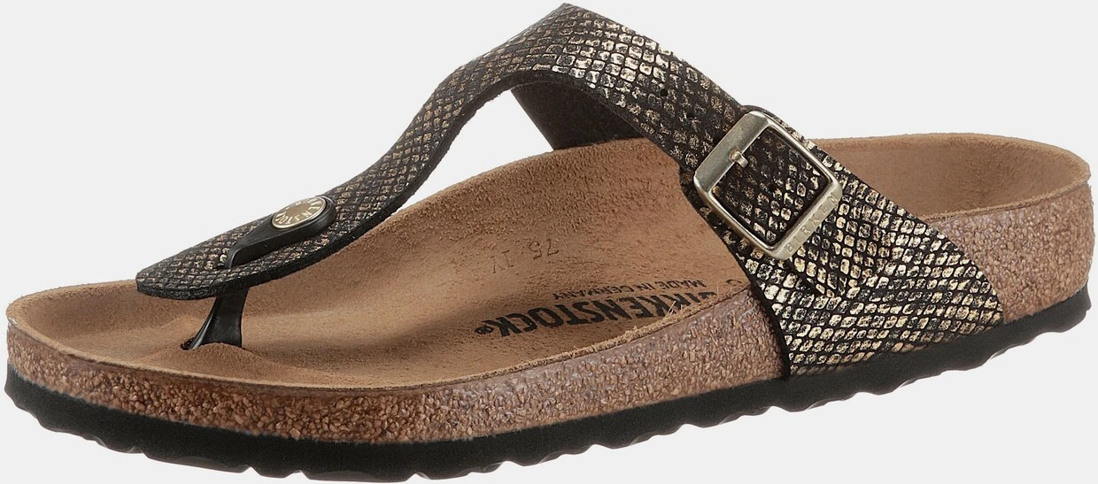 Birkenstock Zehentrenner In Schwarz-goldfarben