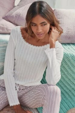 S.Oliver Pyjamaoberteil In Ecru