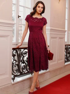 Spitzenkleid In Dunkelrot