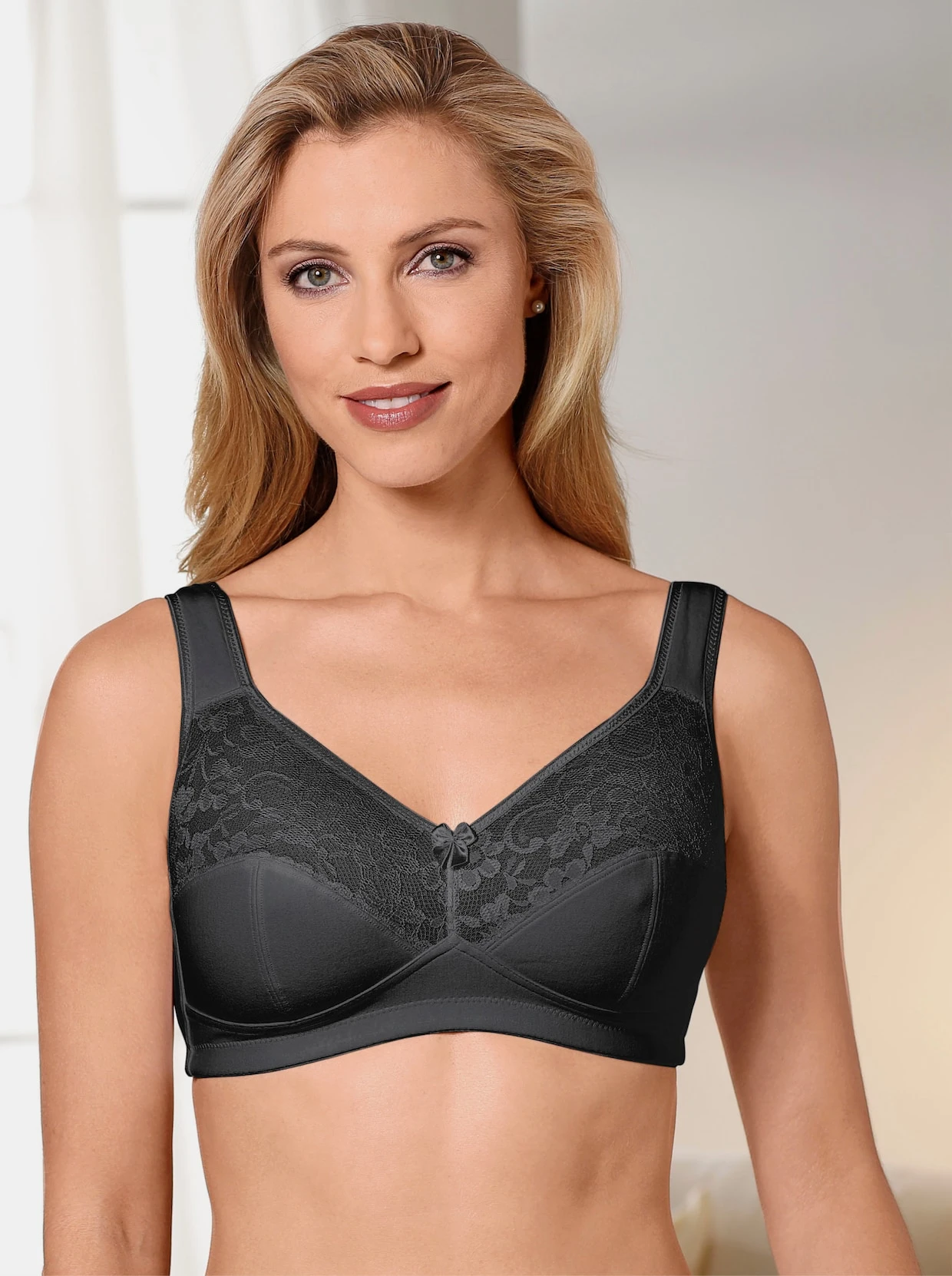 Susa Entlastungs-BH Ohne Bügel In Weiß + Schwarz – Bild 3