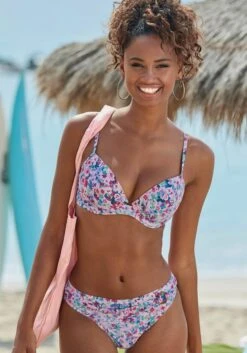 S.Oliver Push-Up-Bikini-Top In Lila-bedruckt