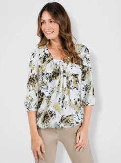 Schlupfbluse In Zitrone-bedruckt