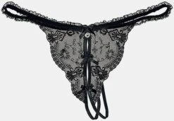 Petite Fleur Gold String-Ouvert In Schwarz