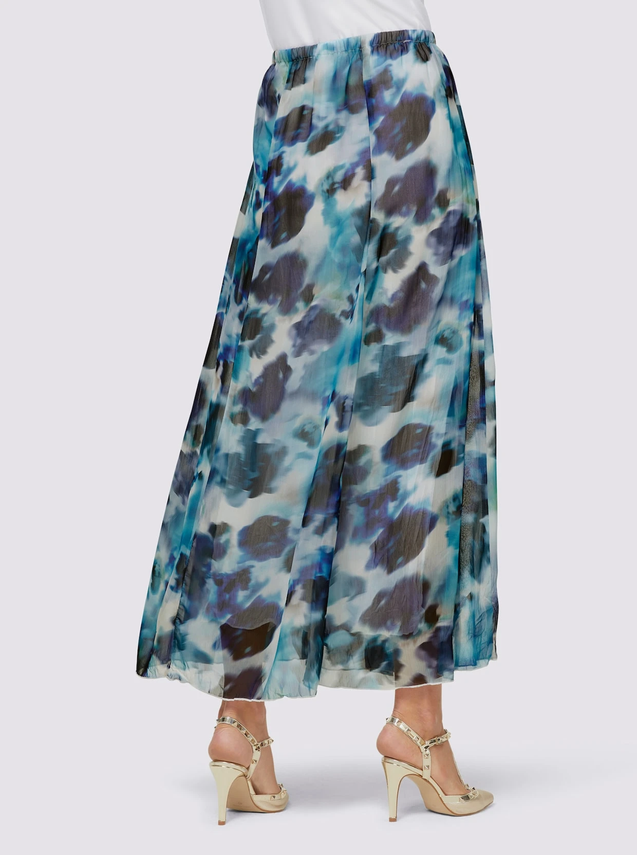 Heine Druck-Rock In Champagner-royalblau-gemustert – Bild 3