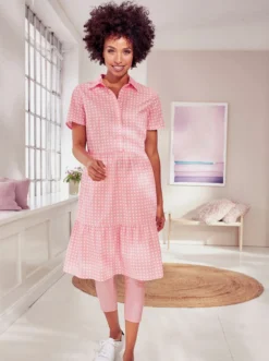 Heine Kleid In Rosenquarz-weiß-gemustert