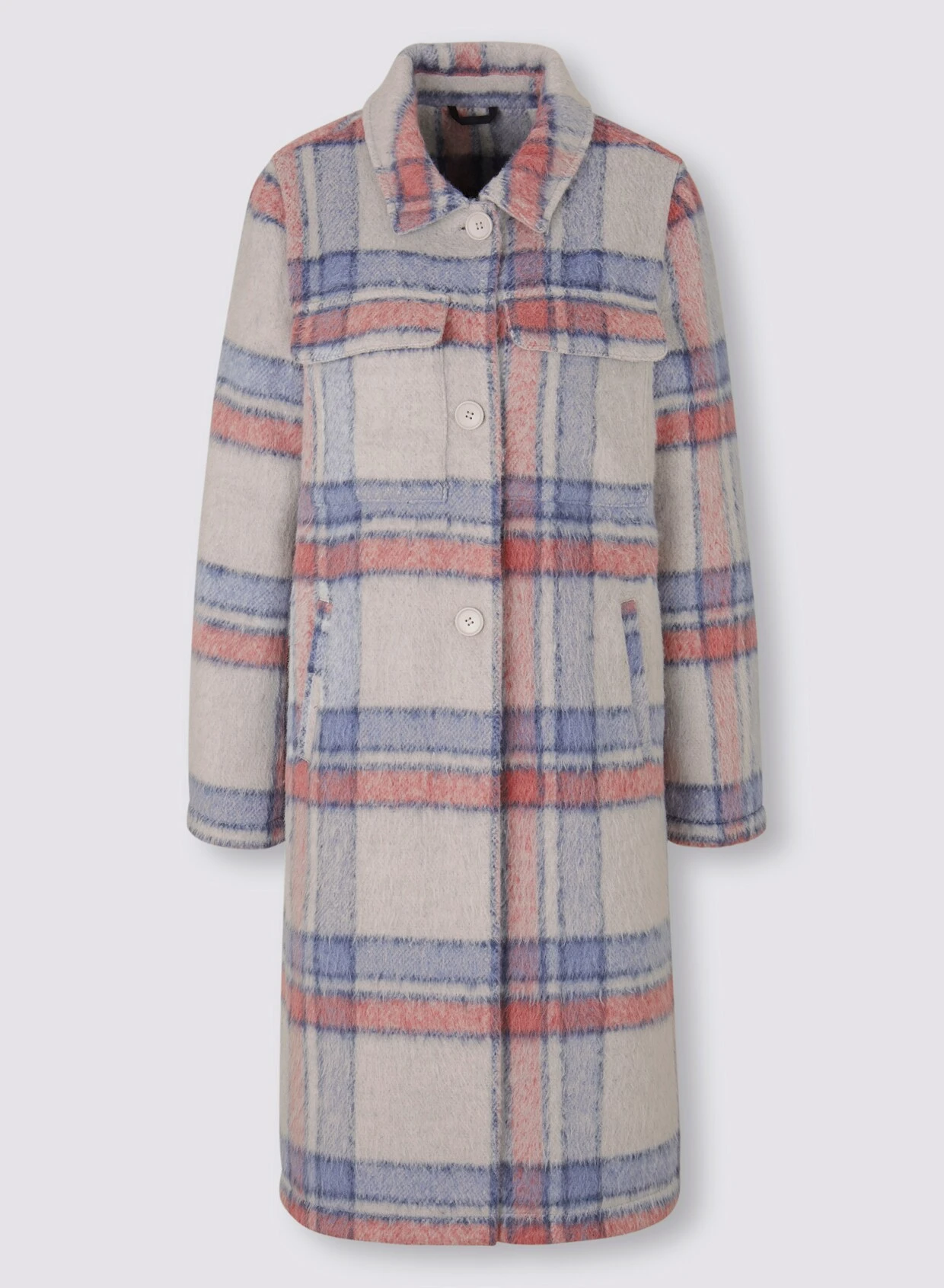 Heine Mantel In Hellgrau-taubenblau-kariert – Bild 4