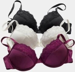 Petite Fleur Push-up-BH In Schwarz+creme+beere