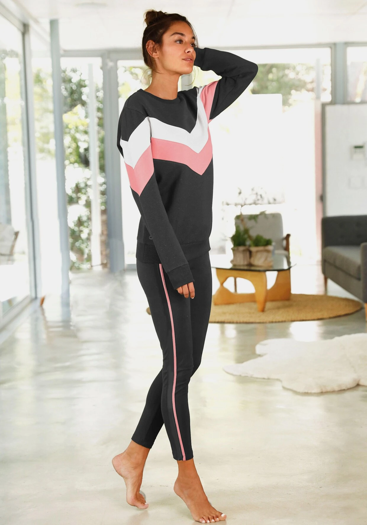 H.I.S Leggings In Anthrazit-rosa