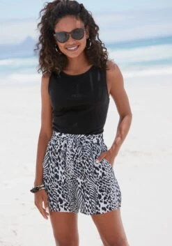 Vivance Webshorts In Creme-schwarz Bedruckt