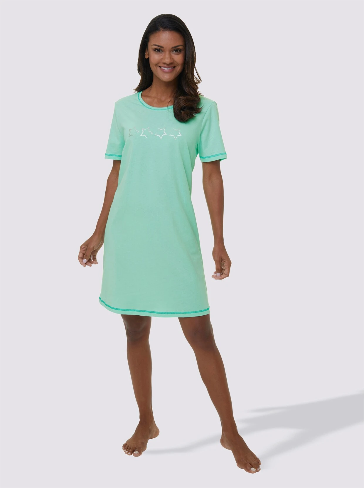 Wäschepur Kurzarm-Sleepshirts In Mint + Mint-gestreift – Bild 4