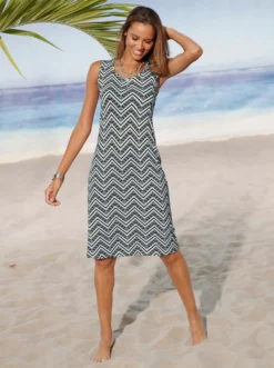 Feel Good Sommerkleid In Schwarz-weiß-bedruckt