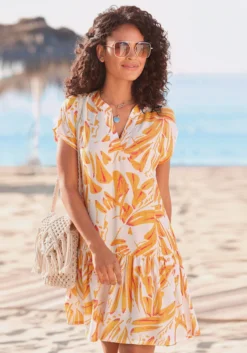 S.Oliver Blusenkleid In Orange-creme-bedruckt