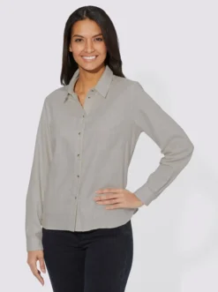 Hemdbluse In Hellgrau-meliert