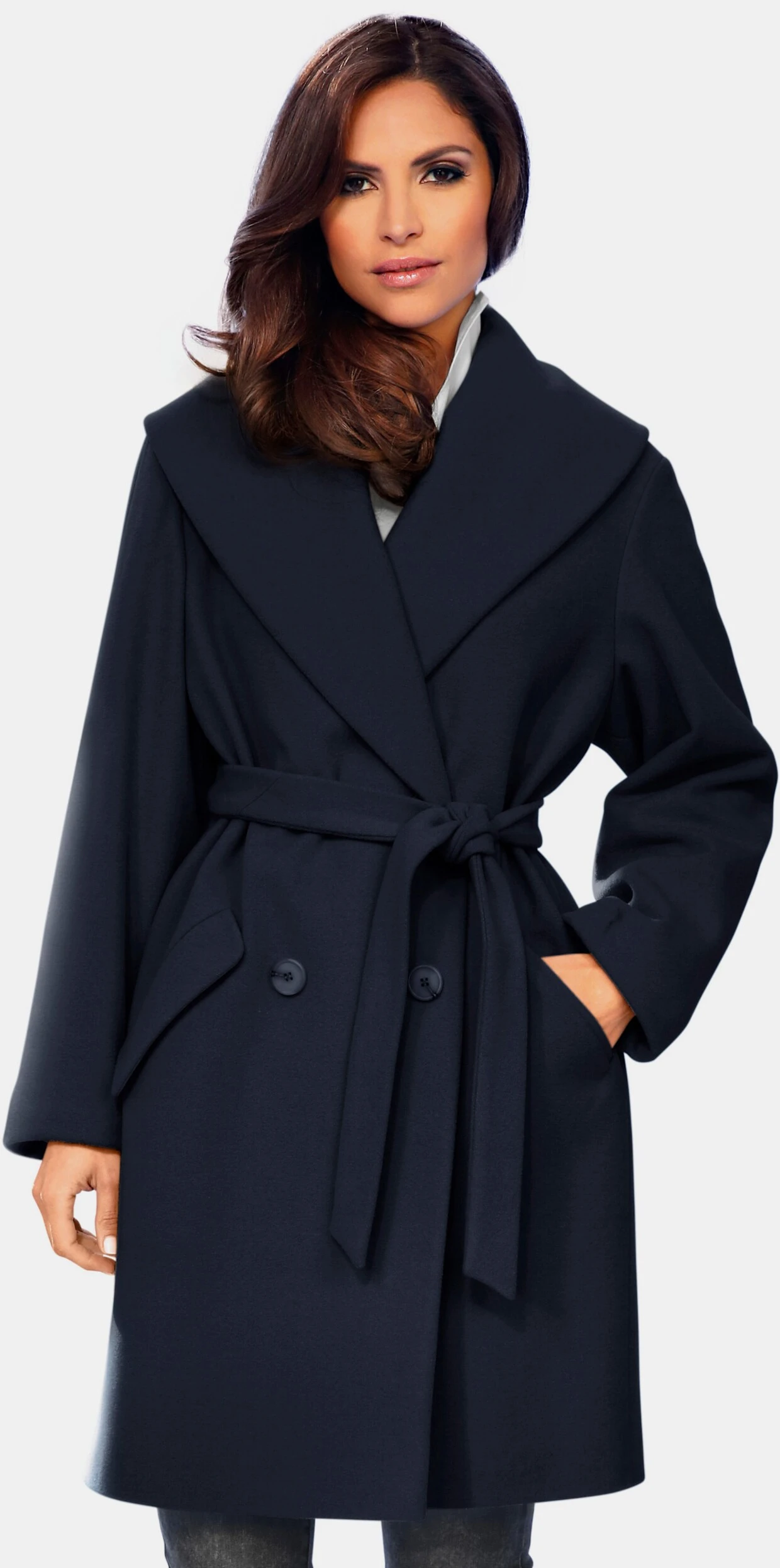 Heine Woll-Jacke In Marine – Bild 2