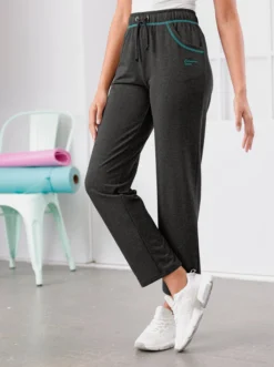 Catamaran Sports Freizeithose In Anthrazit-meliert-aquamarin