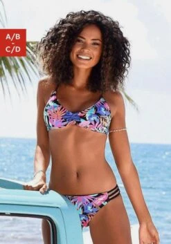 Bench. Triangel-Bikini-Top In Schwarz-bedruckt