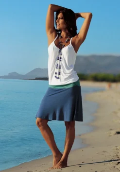 Beachtime Strandkleid In Weiß-türkis-blau