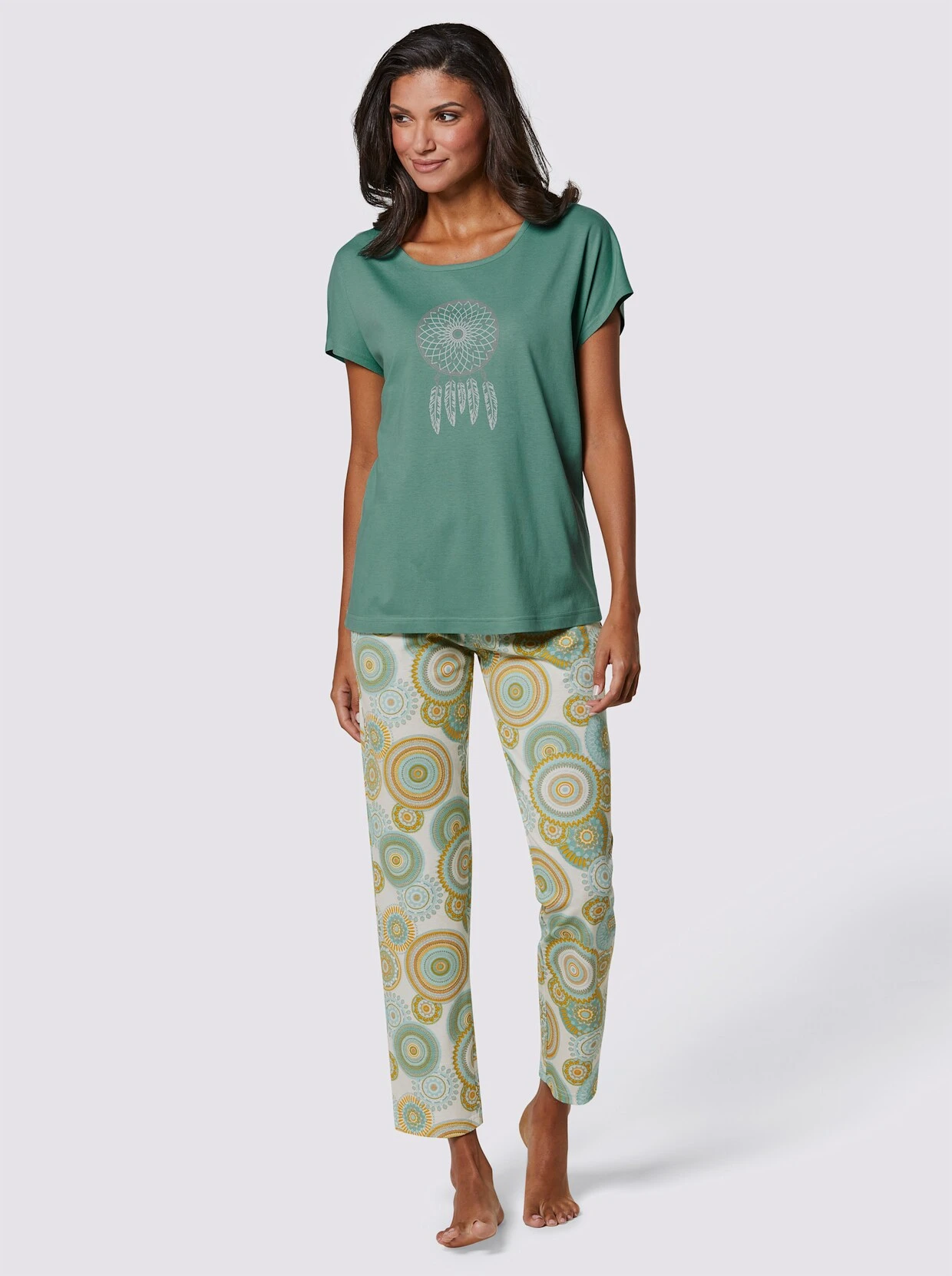 Wäschepur Schlafanzug In Ecru-salbei-bedruckt – Bild 2