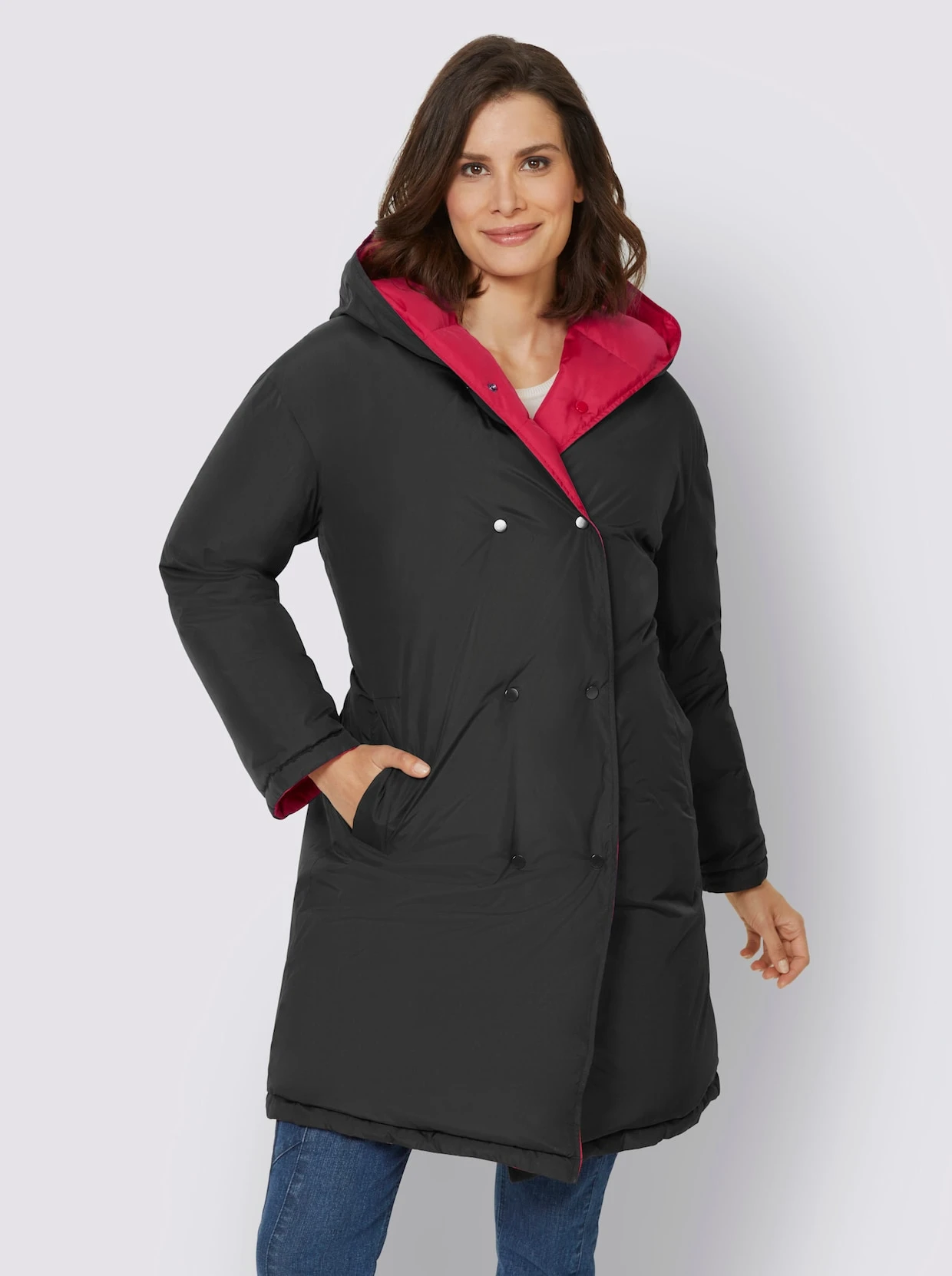 Heine Wende-Mantel In Rot-schwarz – Bild 2